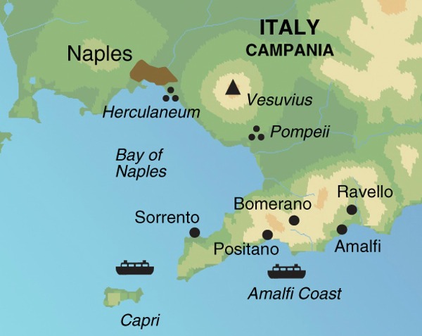 map  of amalfi coast