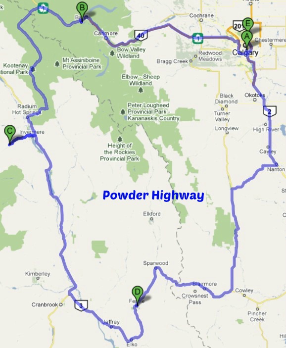 powder highway road map